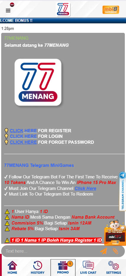 77MENANG - Live Chat - Jomcuci9181